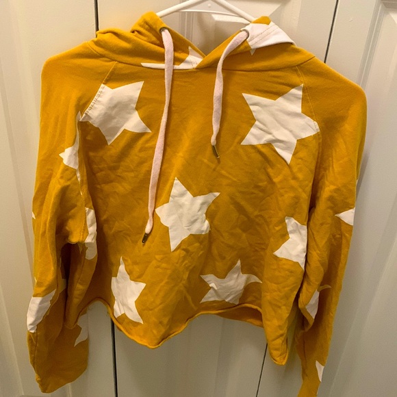 Cropped Bustier Yellow Star Print
